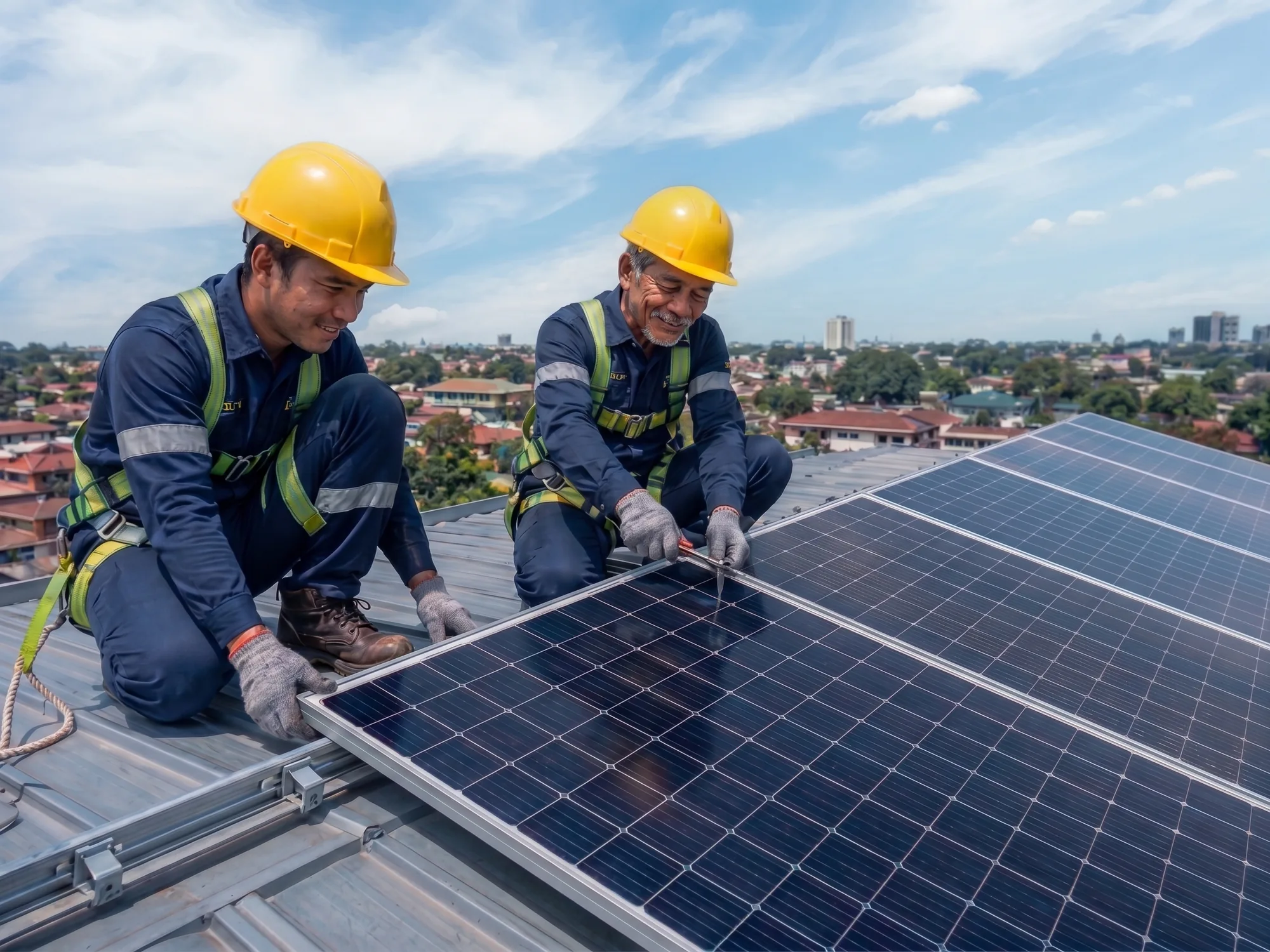 Wattsavers crew installing a rooftop solar array